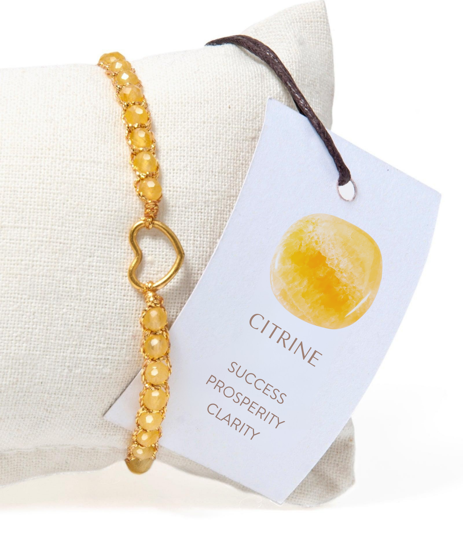 Citrine from Brazil Heart Kids Bracelet | Gold