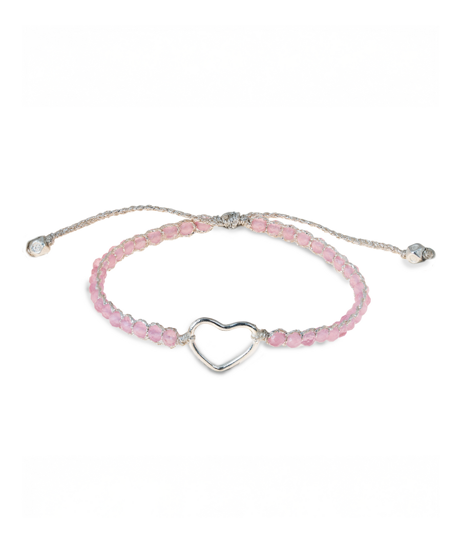 Pink Tourmaline from Mozambique Heart Bracelet | Silver