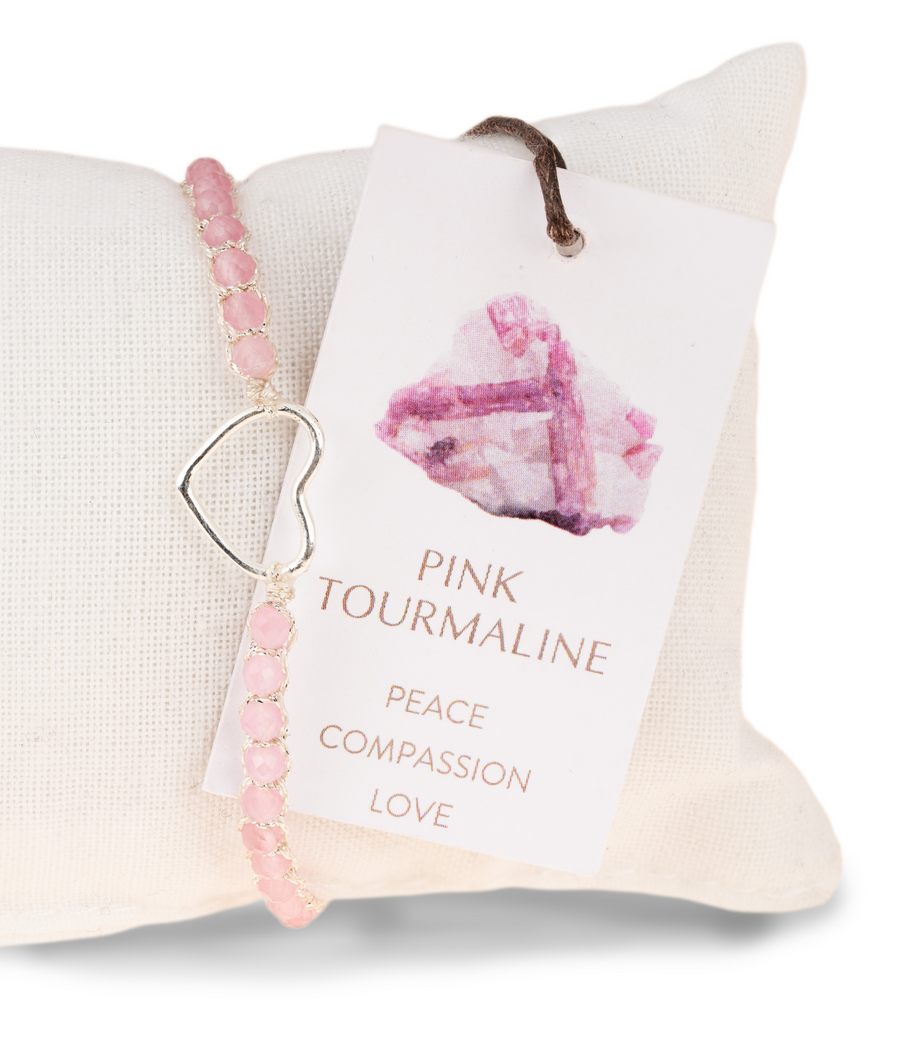 Pink Tourmaline from Mozambique Heart Bracelet | Silver
