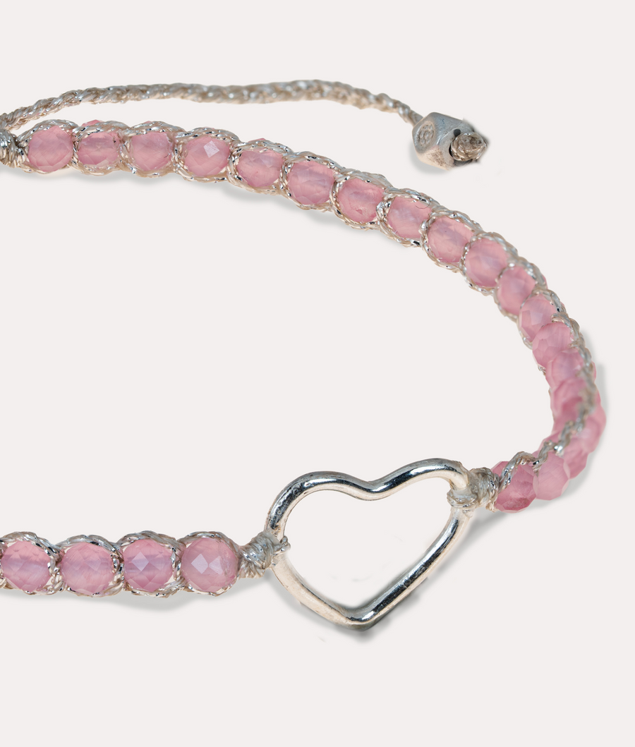 Pink Tourmaline from Mozambique Heart Bracelet | Silver