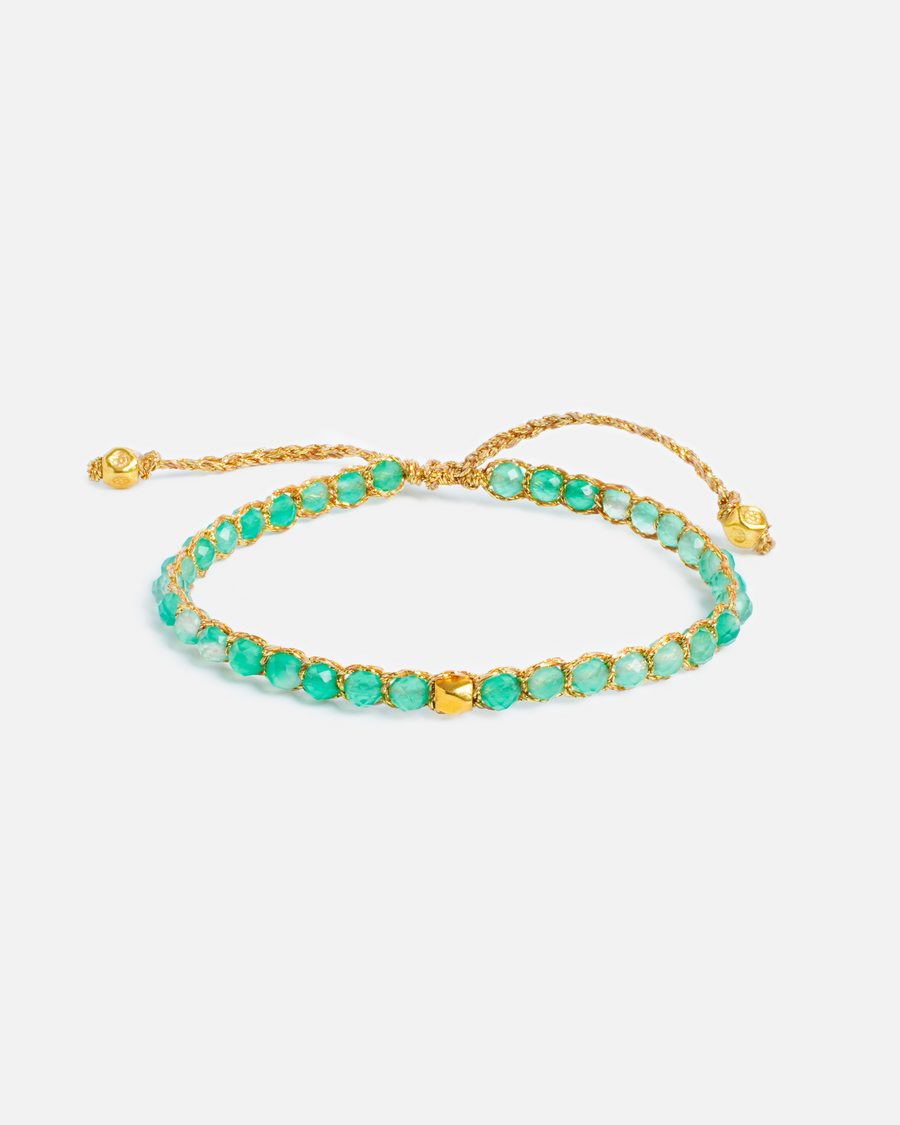Green Onyx Nugget Kids Bracelet | Gold