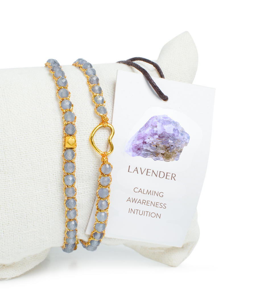 Lavender Amethyst from Zambia Nugget Kids Bracelet | Gold