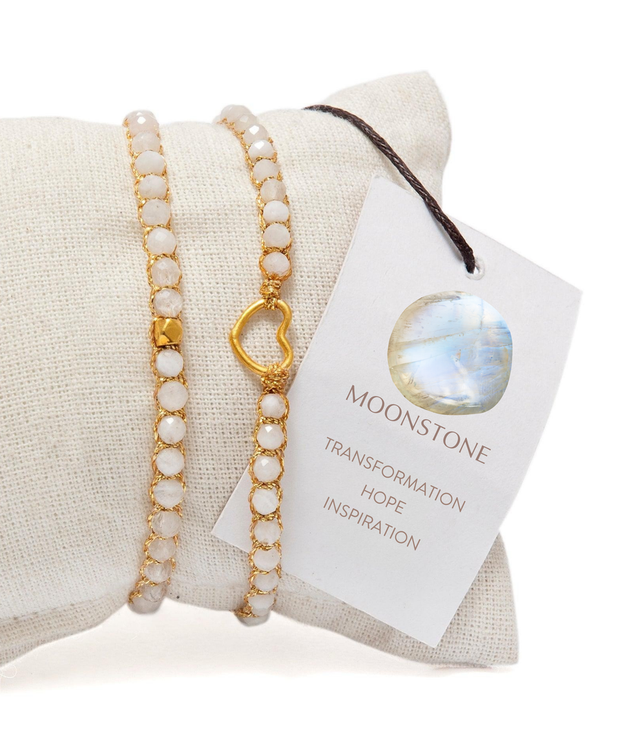 Moonstone Heart Kids Bracelet | Gold