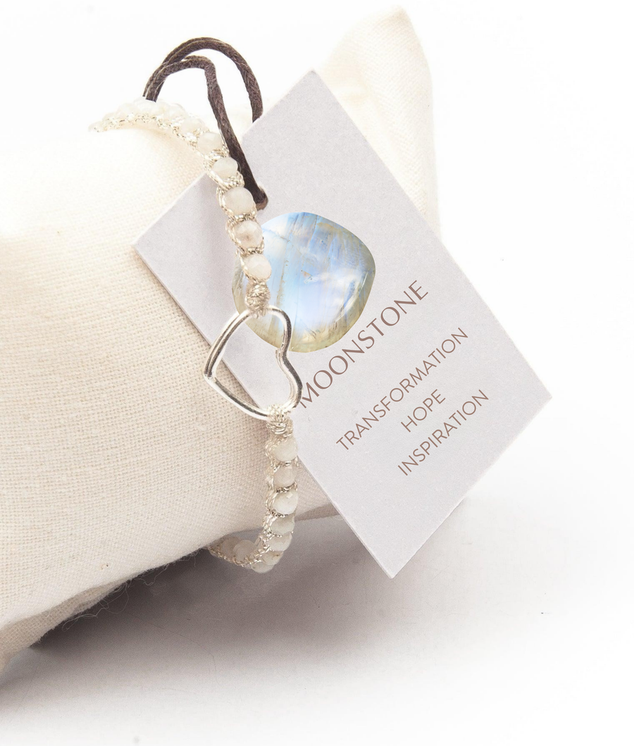Moonstone Heart Bracelet | Silver