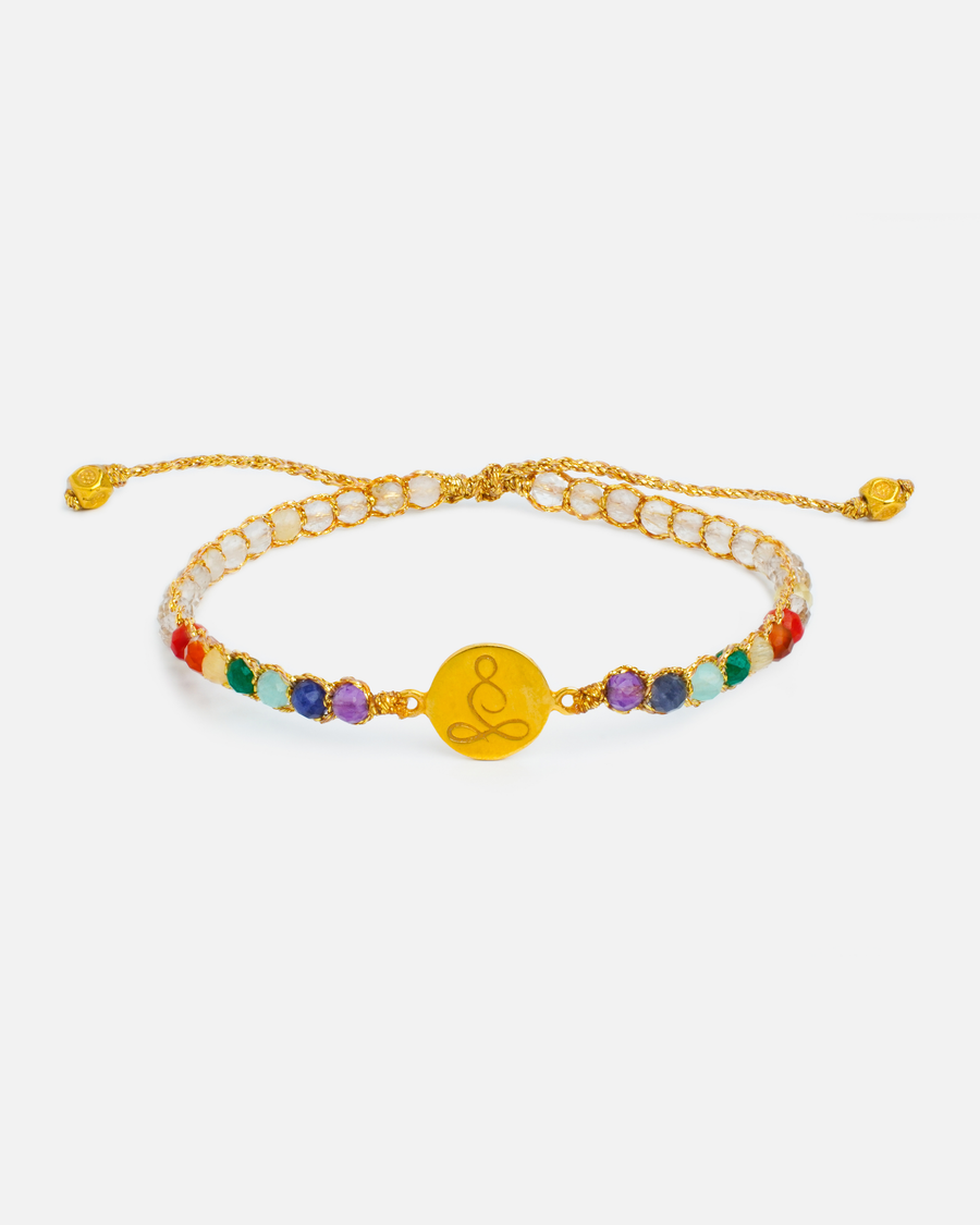 Lotus 7 Chakras Lemon Quartz Bracelet | Gold