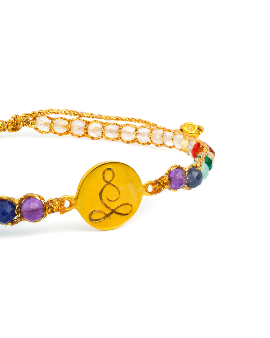 Lotus 7 Chakras Lemon Quartz Bracelet | Gold