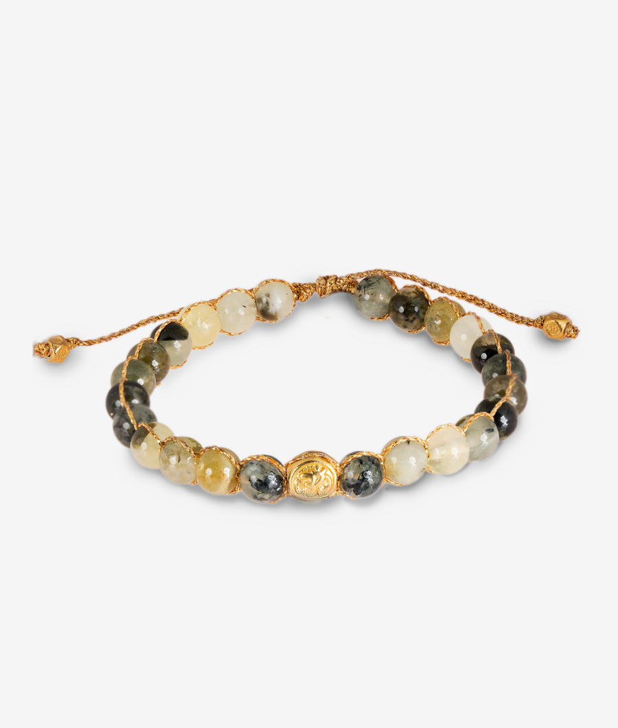 Prehnite 6mm Bracelet | Gold