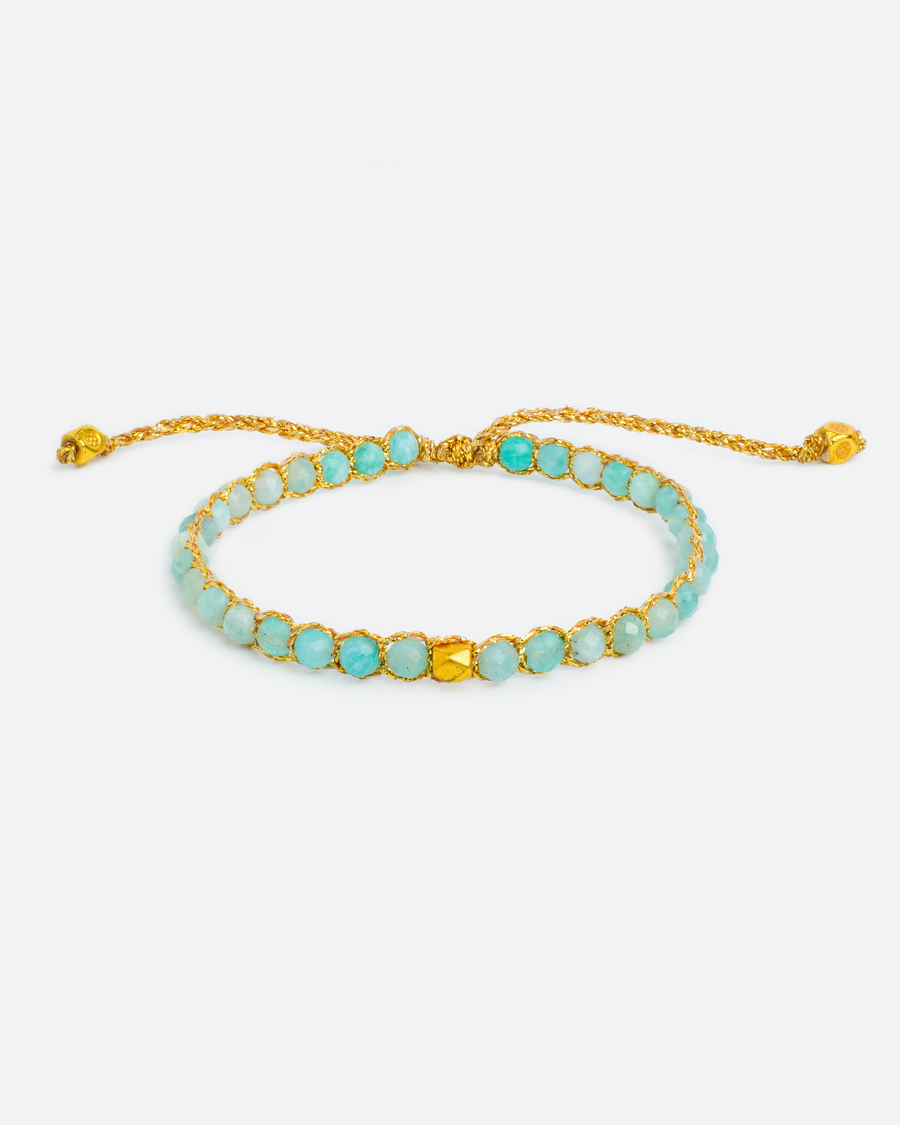 Amazonite from South Africa Nugget Kids Bracelet | Gold