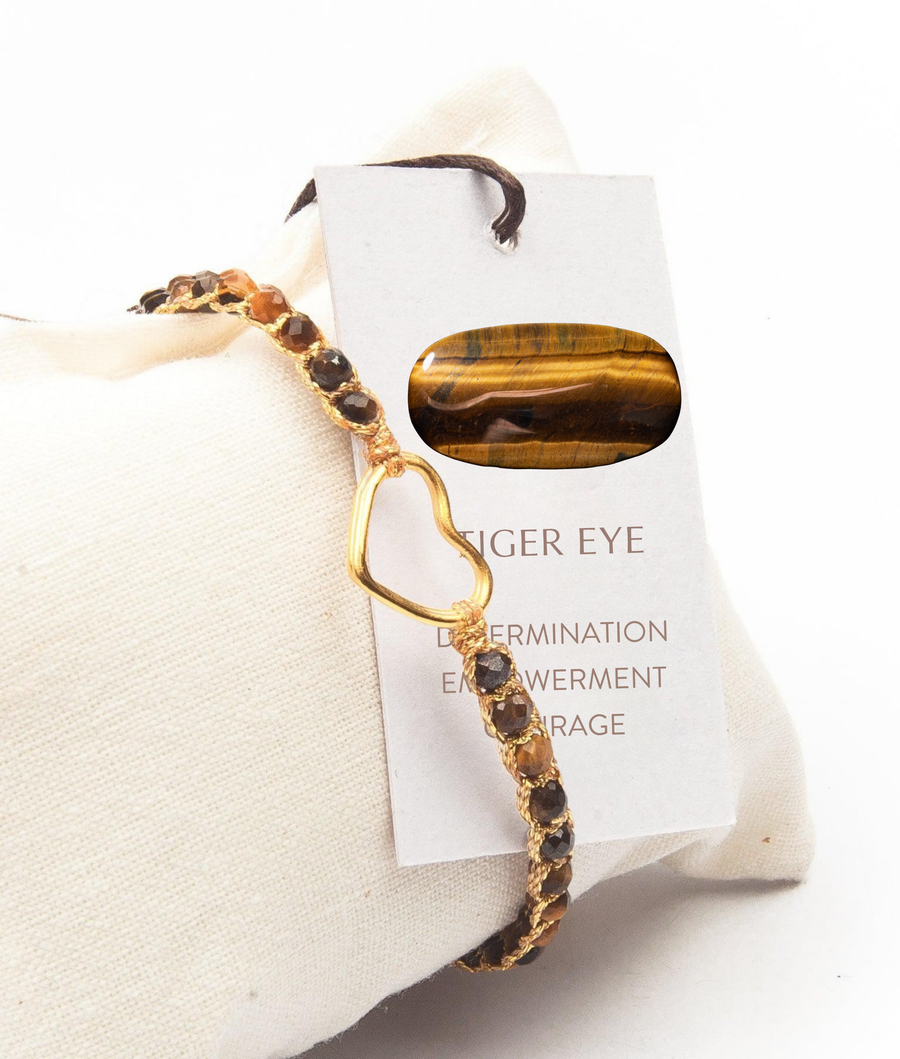 Tiger Eye Heart Bracelet | Gold
