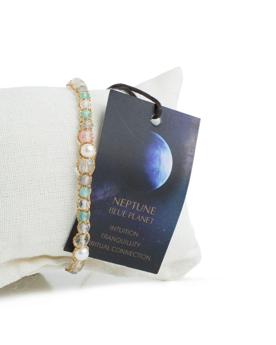 Neptune Blue Planet Bracelet | Gold