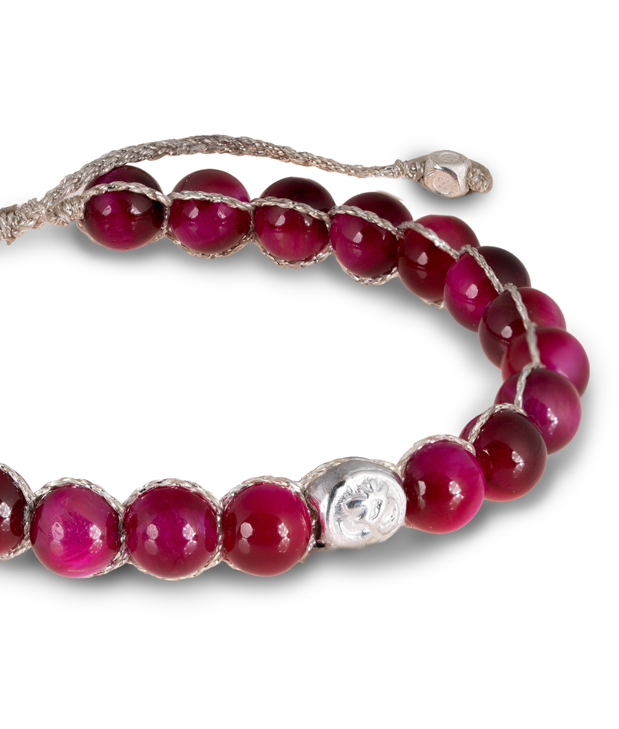 Pink Tiger Eye 6mm Bracelet | Silver