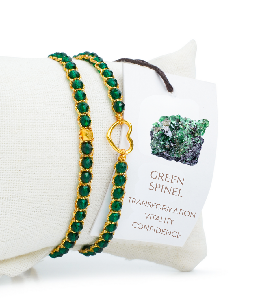 Green Spinel Nugget Kids  Bracelet | Gold