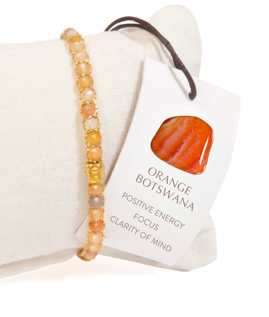 Orange Botswana Agate Bracelet | Gold