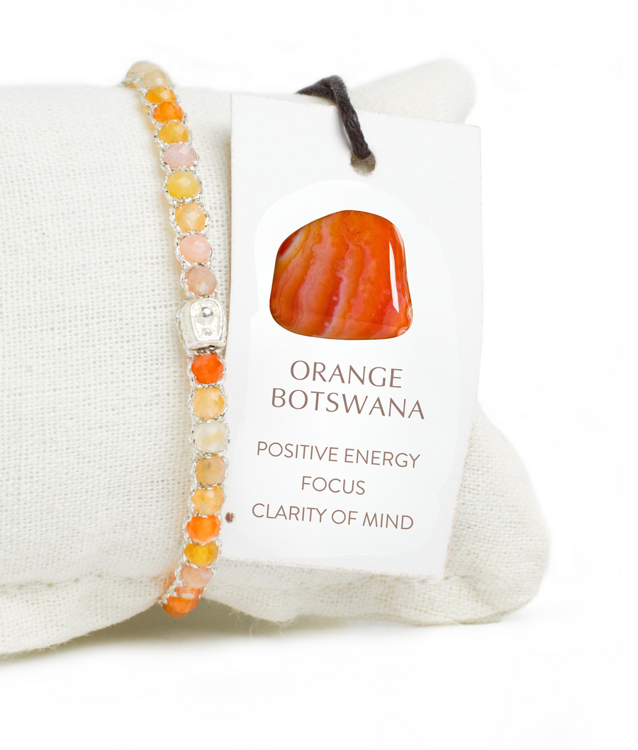 Orange Botswana Agate Bracelet | Silver