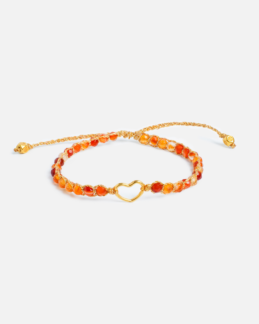 Carnelian from Brazil Heart Kids Bracelet | Gold
