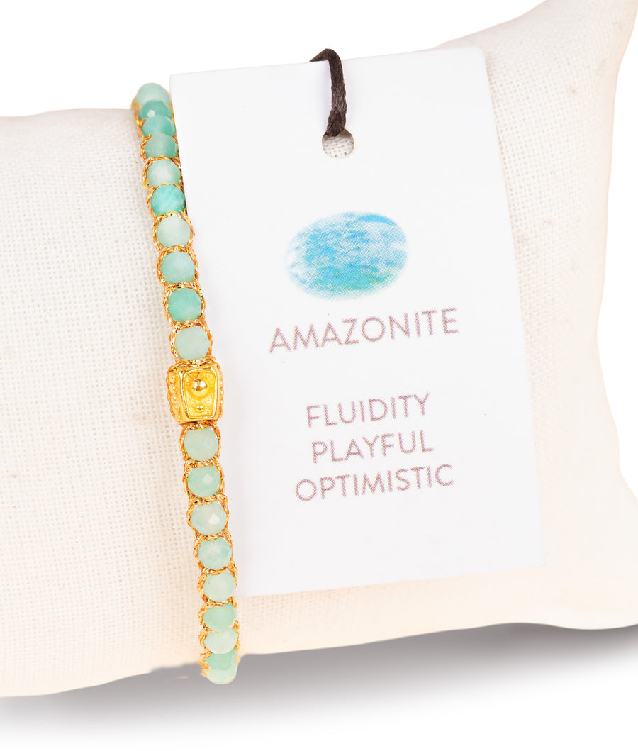 Amazonite from South Africa Bracelet | Gold