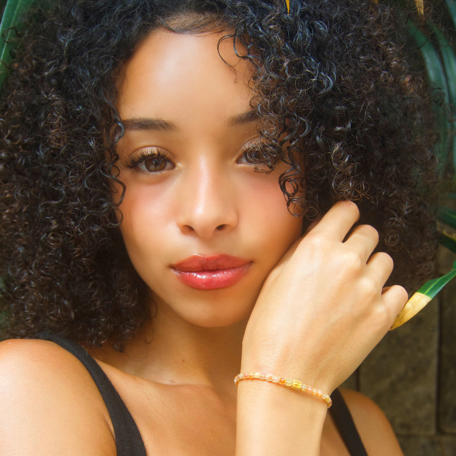 Orange Botswana Agate Bracelet | Gold