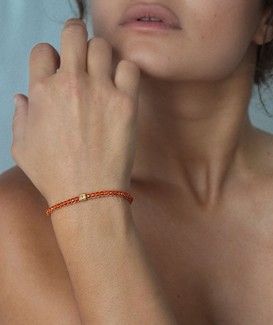 The Orange Glam Bracelet | Gold