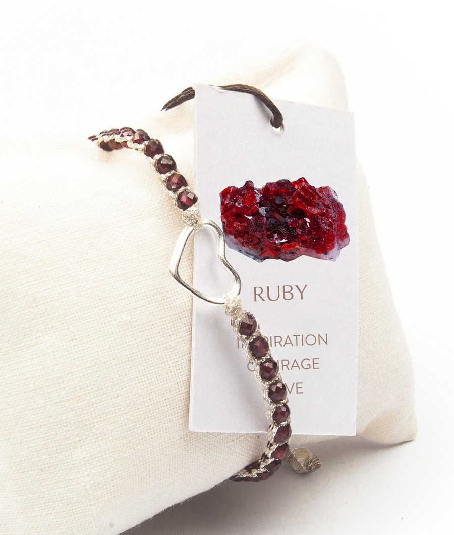 Ruby Heart Bracelet | Silver