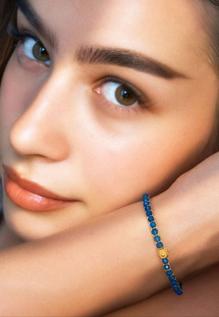 Blue Chalcedony Bracelet | Gold