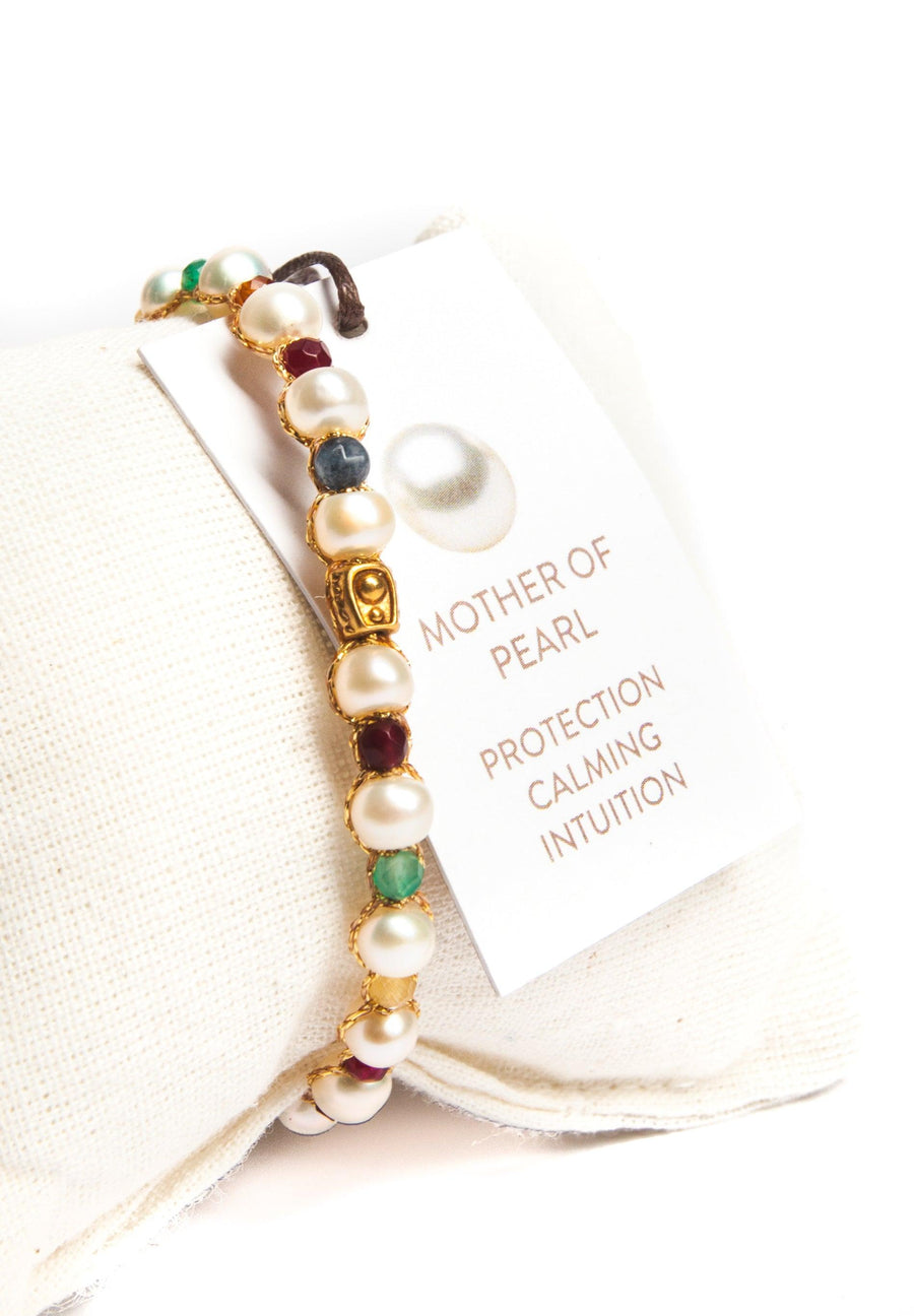 Fresh Water Pearl & Gemstone Bracelet | Gold - Samapura Jewelry