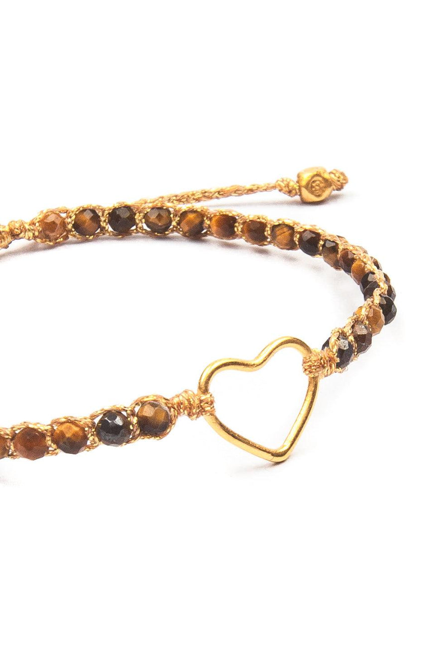 Tiger Eye Bracelet Heart | Gold - Samapura Jewelry
