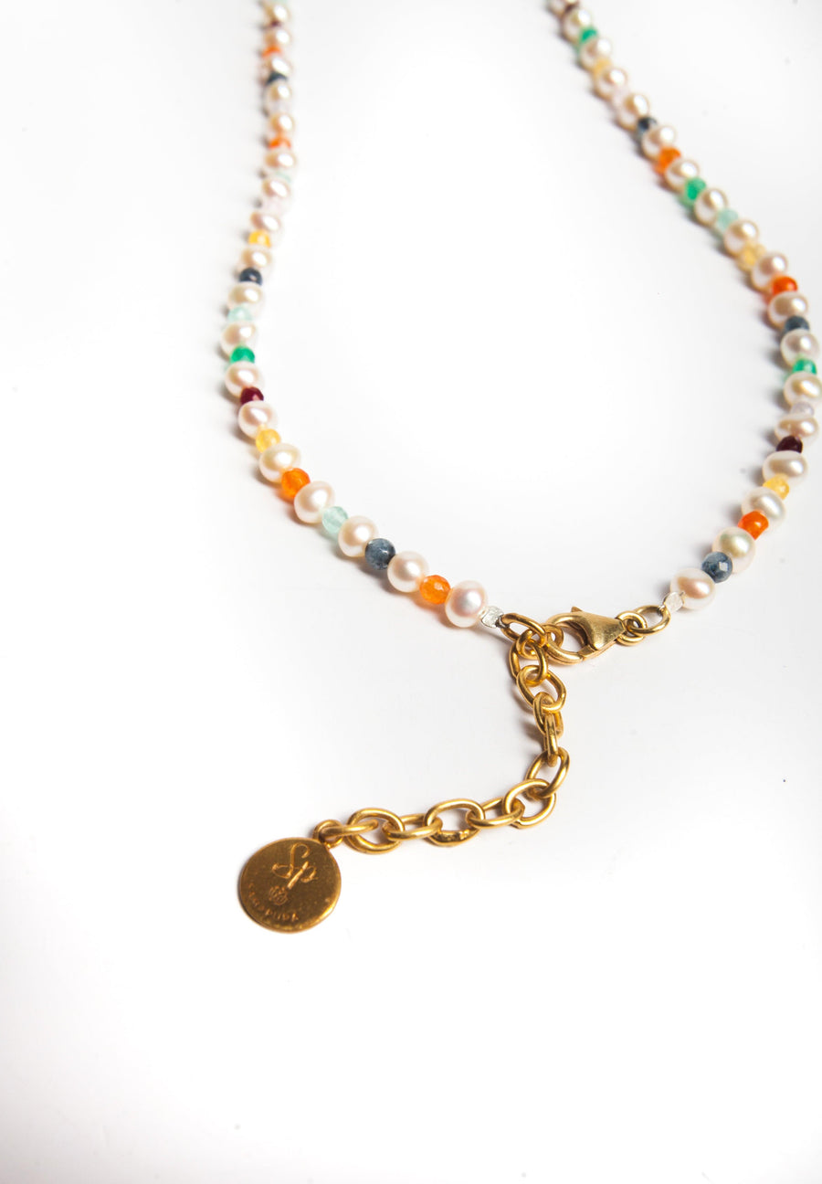 Fresh Water Pearl & Gemstone Necklace | Gold - Samapura Jewelry