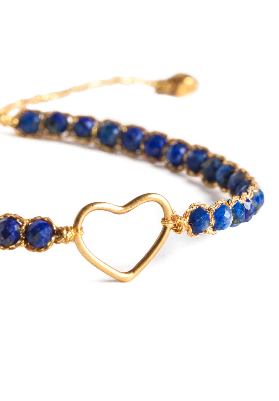 Lapis Lazuli Heart Bracelet | Gold - Samapura Jewelry