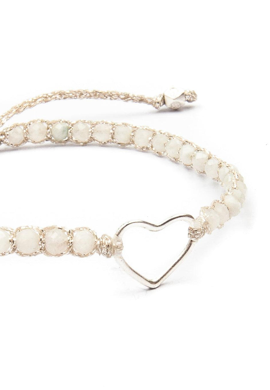Moonstone Heart Bracelet | Silver - Samapura Jewelry