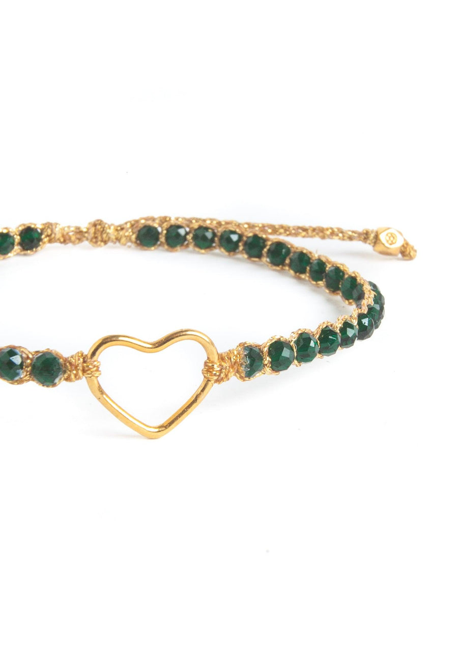 Green Spinel Heart Bracelet | Gold - Samapura Jewelry