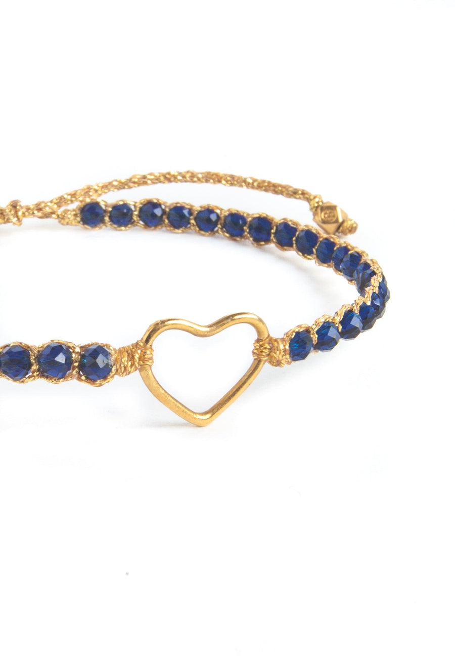 Blue Spinel Heart Bracelet | Gold - Samapura Jewelry