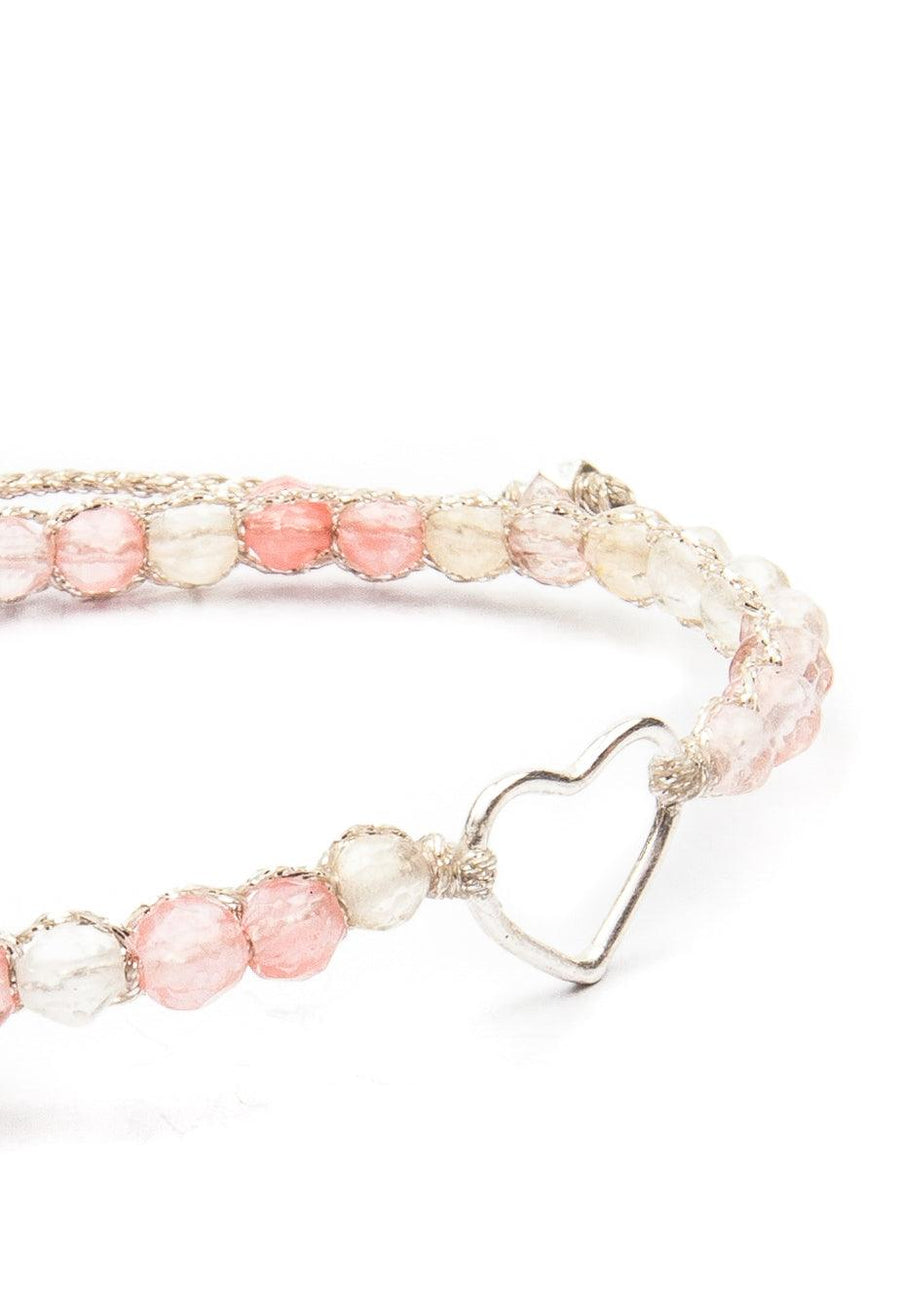 Watermelon Quartz Heart Bracelet | Silver - Samapura Jewelry