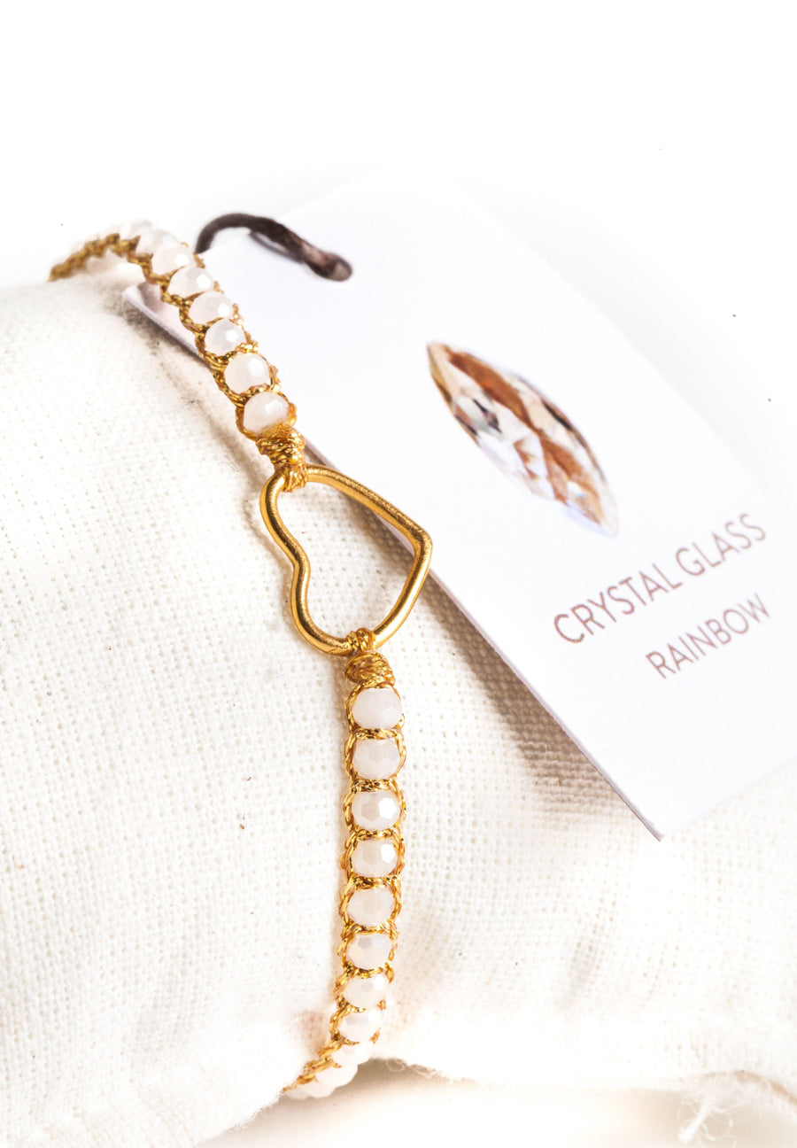 Crystal Rainbow Heart Bracelet | Gold - Samapura Jewelry