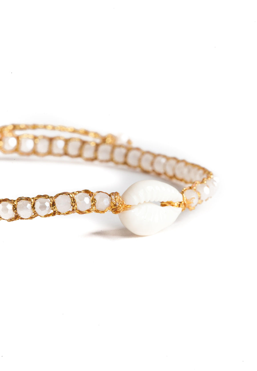 Crystal Rainbow Shell Bracelet | Gold - Samapura Jewelry