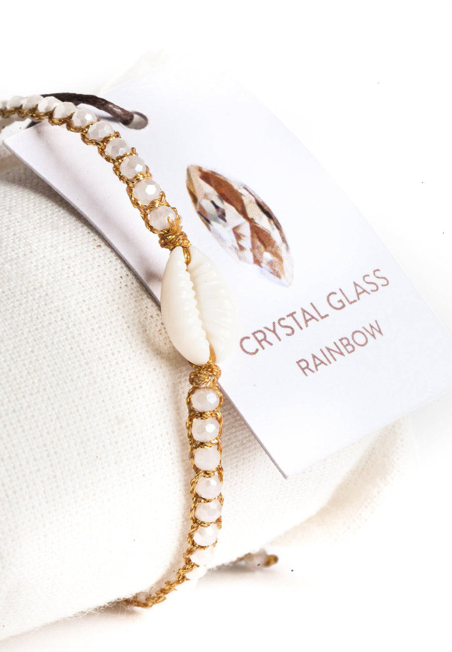 Crystal Rainbow Shell Bracelet | Gold - Samapura Jewelry