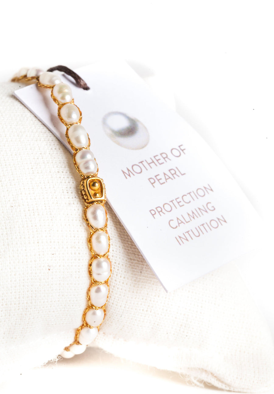 Fresh Water Pearl Oval Bracelet | Gold - Samapura Jewelry