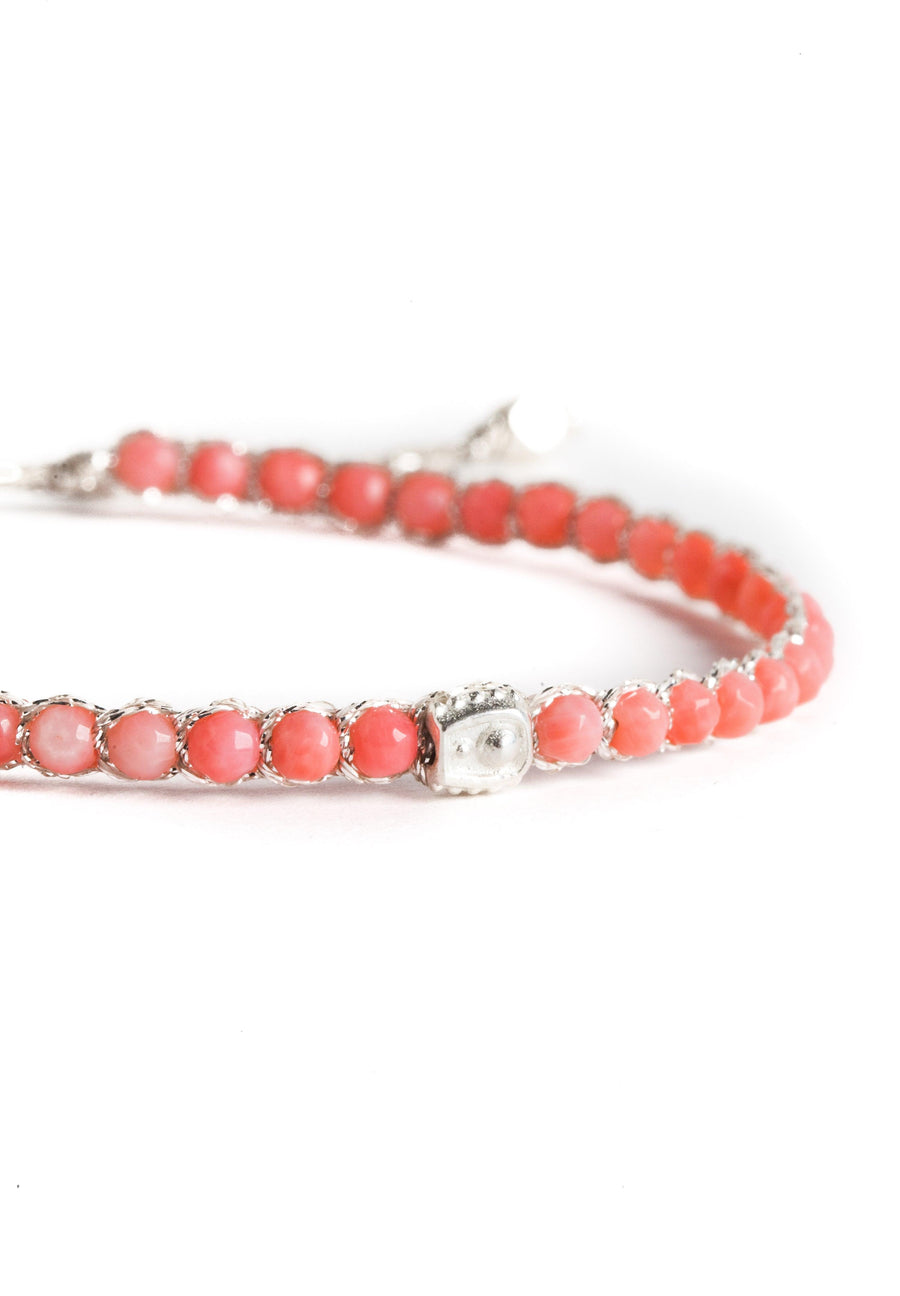 Pink Coral Bracelet | Silver - Samapura Jewelry