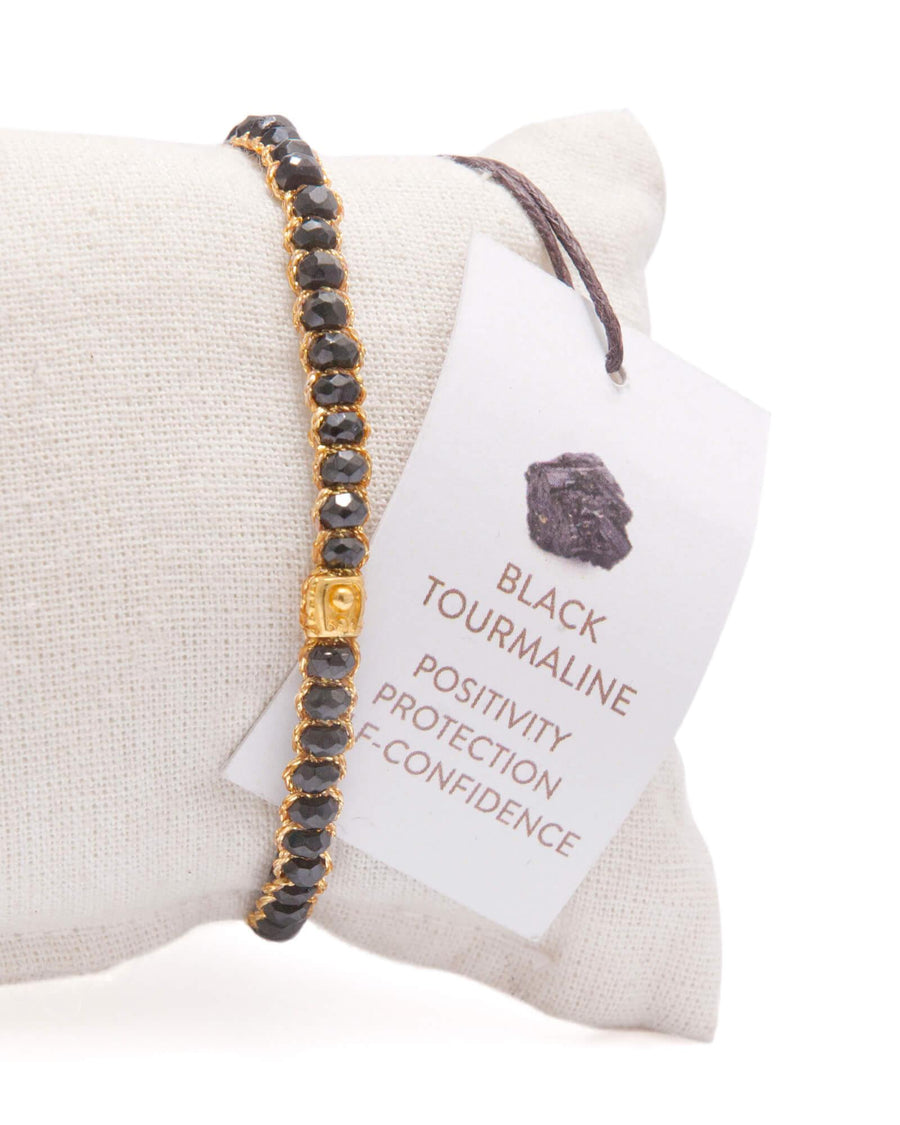 Black Tourmaline Bracelet | Gold - Samapura Jewelry