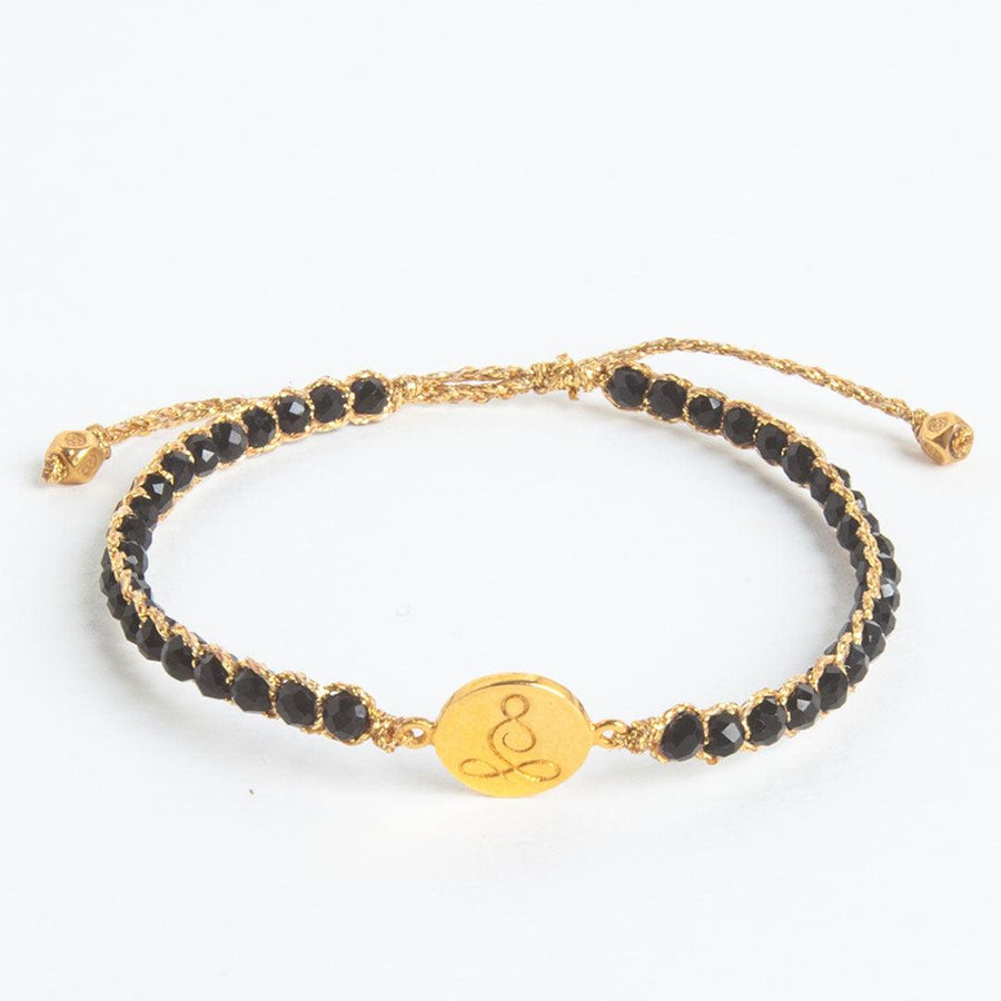 Lotus Black Spinel Bracelet | Gold