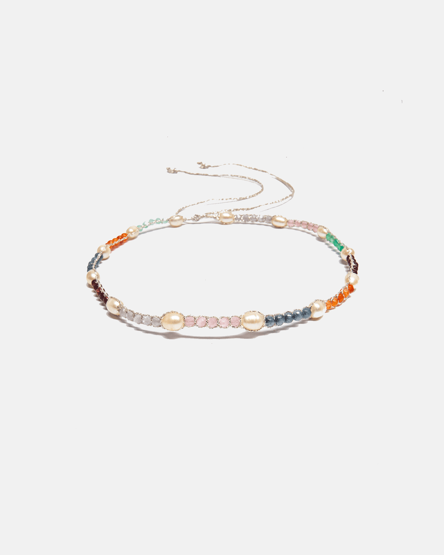 Fresh Water Pearl & Gemstone Choker | Silver - Samapura Jewelry