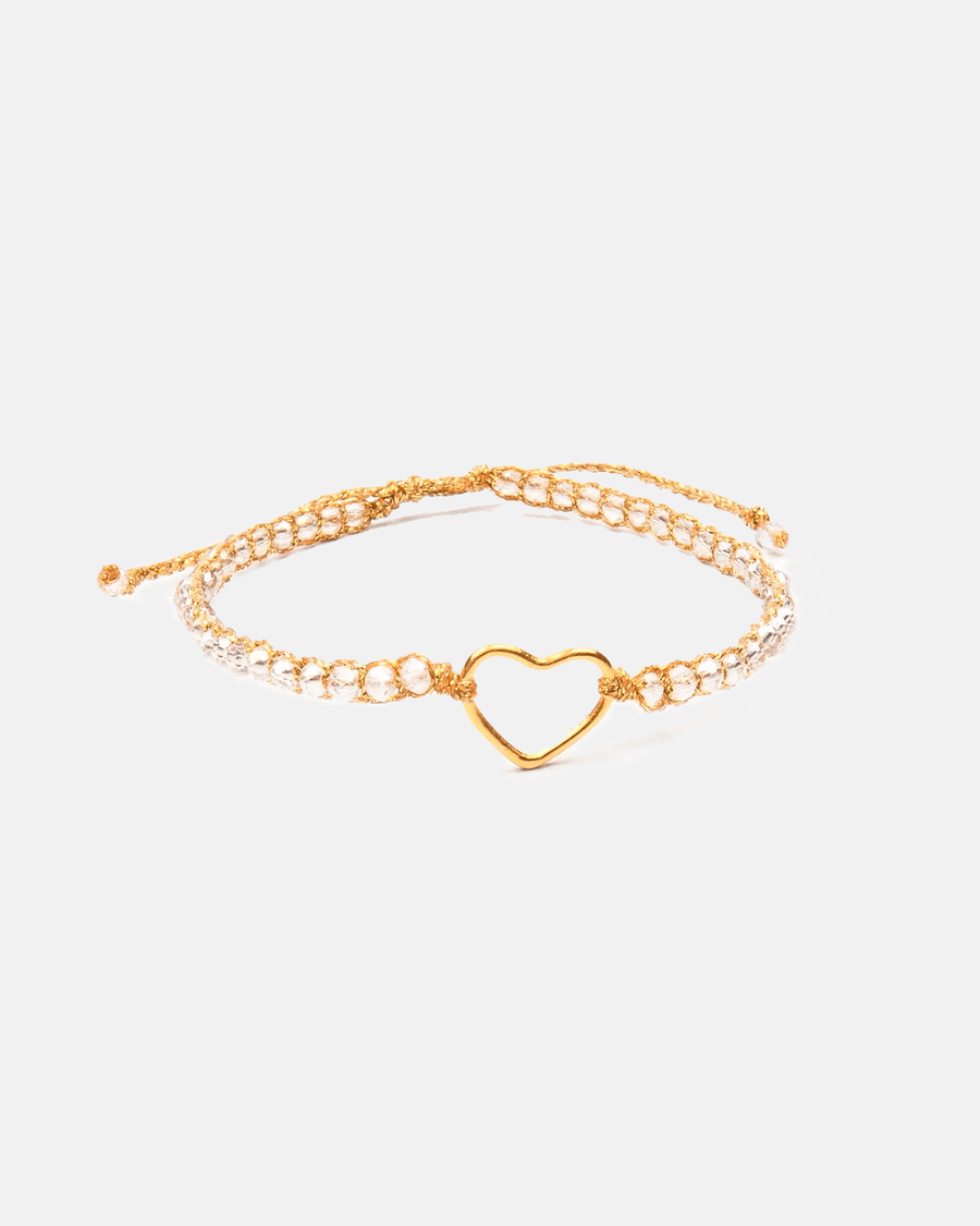Crystal Clear Rainbow Heart Bracelet | Gold - Samapura Jewelry