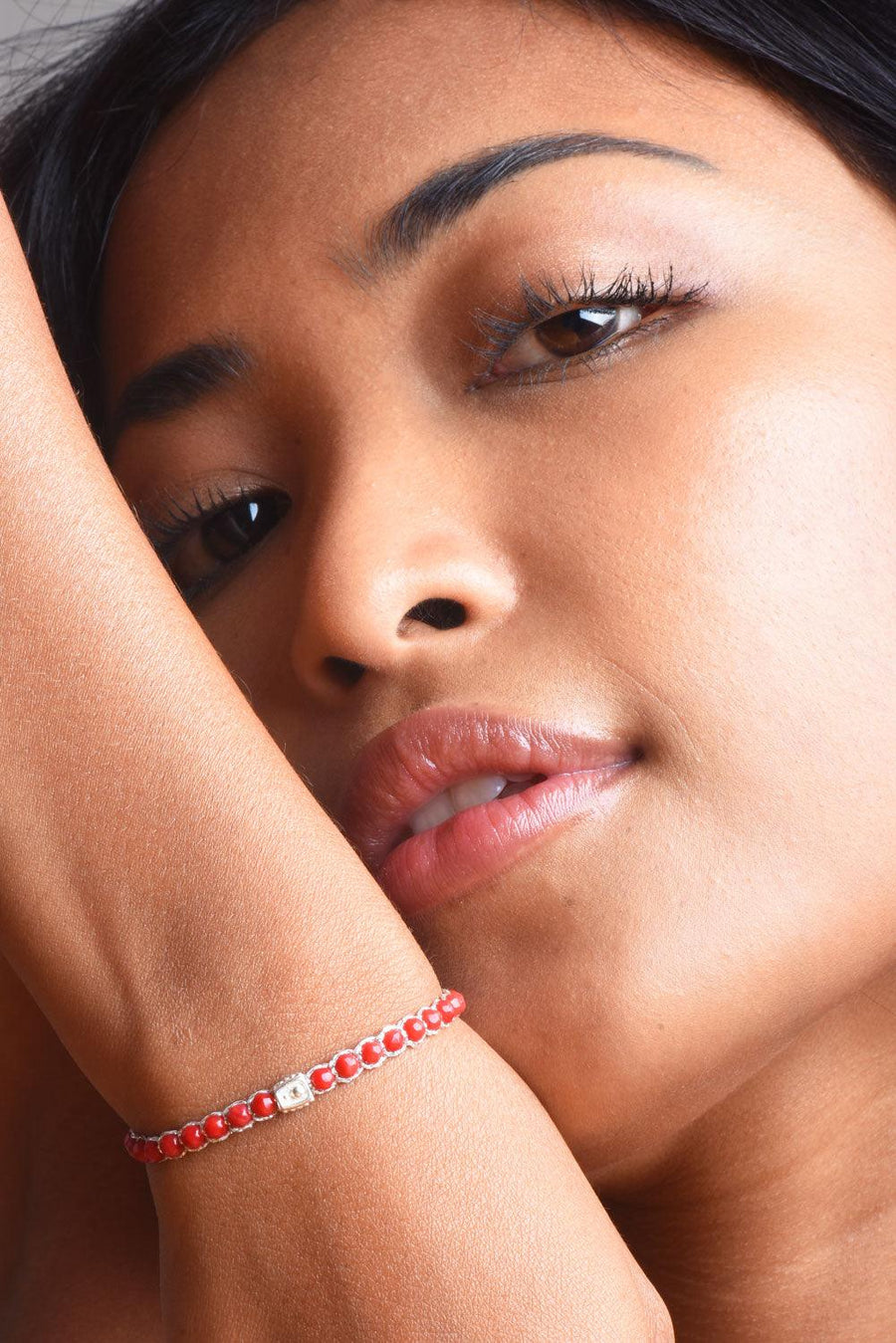 Red Coral Bracelet | Silver - Samapura Jewelry