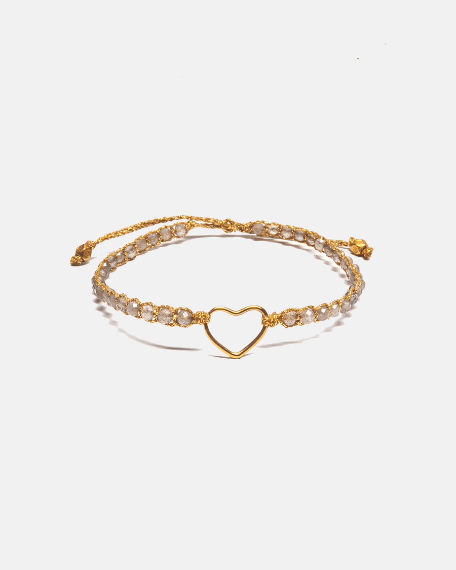 Labradorite Heart Bracelet | Gold - Samapura Jewelry