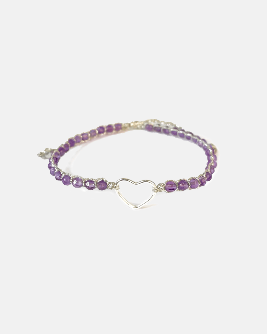 Amethyst Heart Bracelet | Silver - Samapura Jewelry