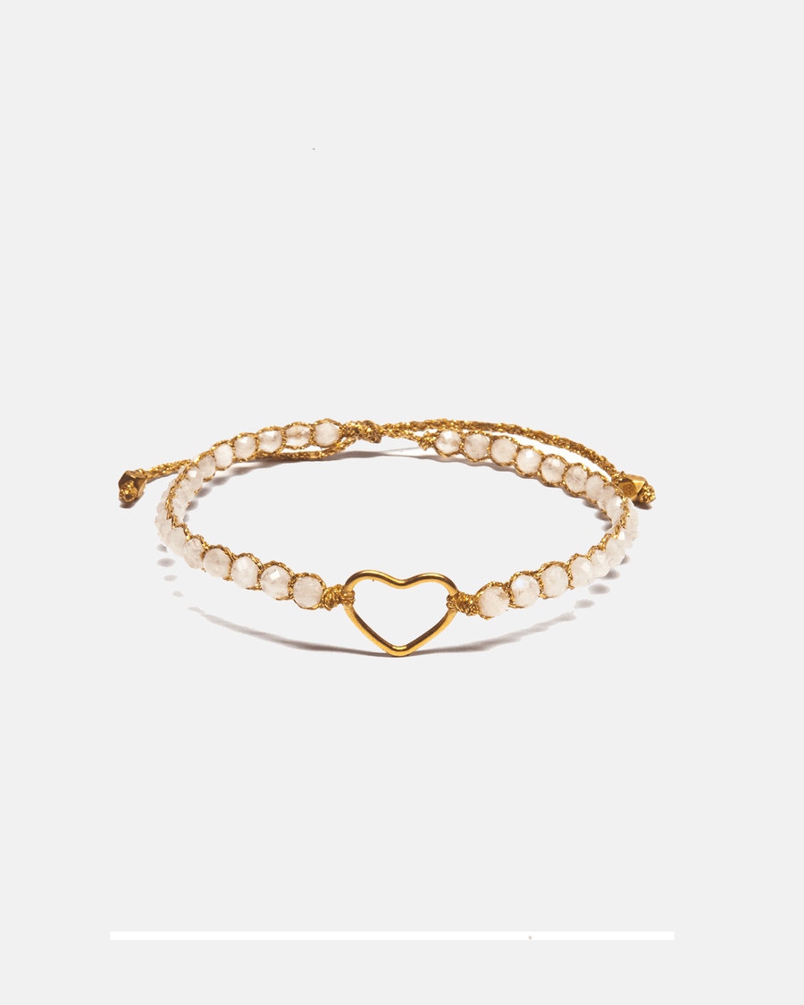 Moonstone Heart Bracelet | Gold - Samapura Jewelry