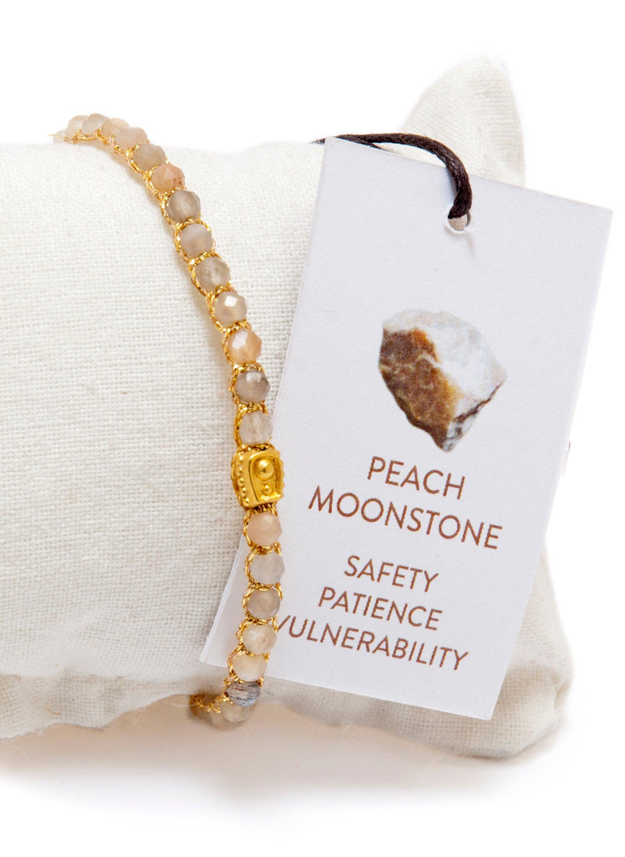 Peach Moonstone Bracelet | Gold - Samapura Jewelry