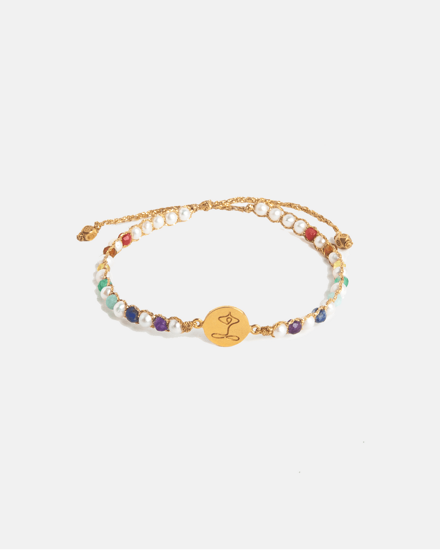 Namaste 7 Chakras Pearl Bracelet | Gold - Samapura Jewelry