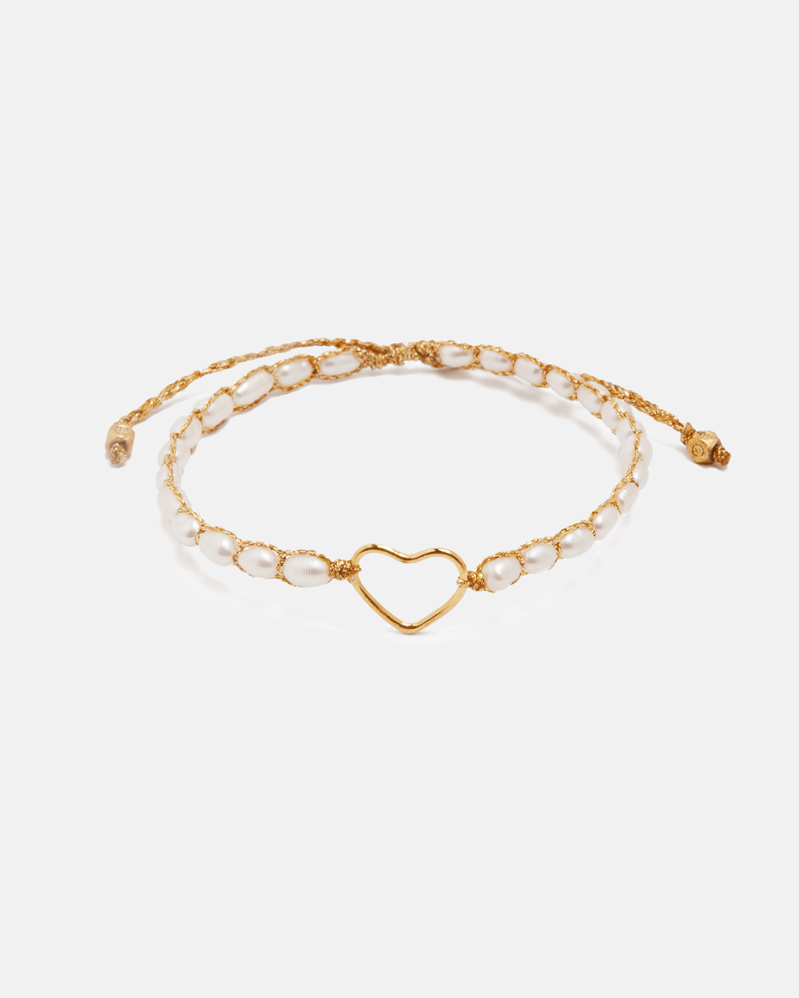 Fresh Water Pearl Oval Heart Bracelet | Gold - Samapura Jewelry
