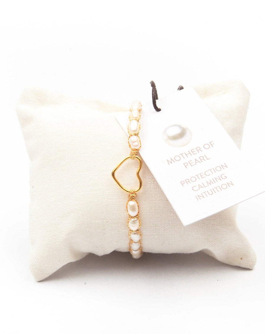 Fresh Water Pearl Oval Heart Bracelet | Gold - Samapura Jewelry