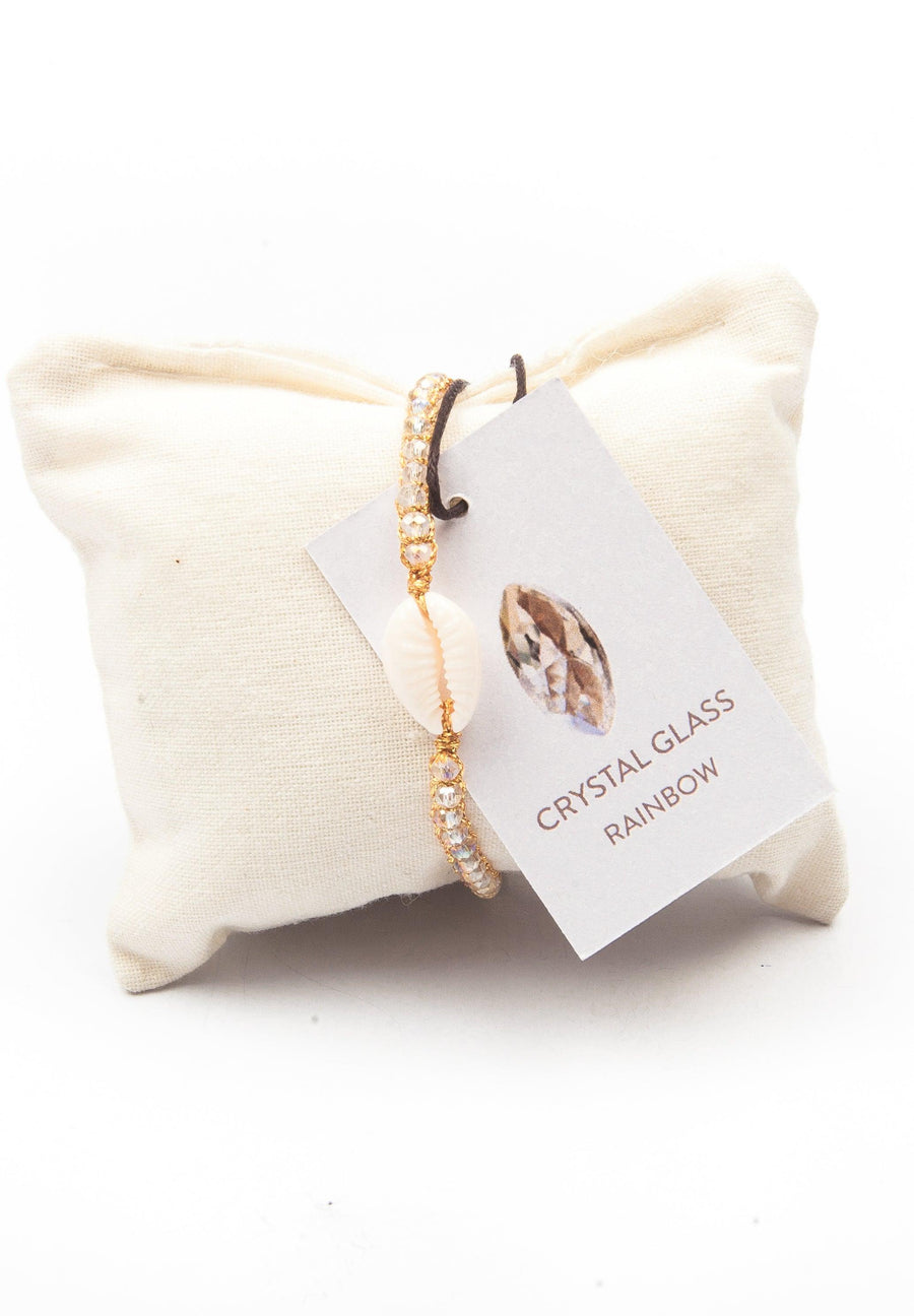 Crystal Clear Rainbow Shell Bracelet | Gold - Samapura Jewelry